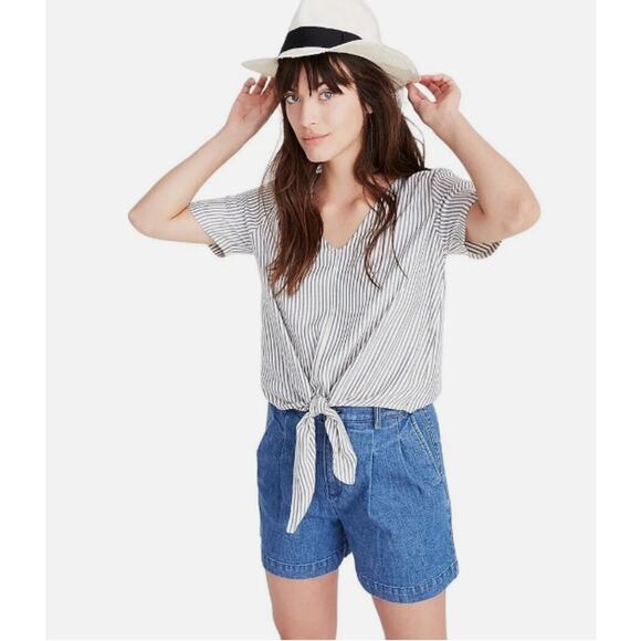 Madewell Novel Tie Front striped blouse Medium - Picture 1 of 4